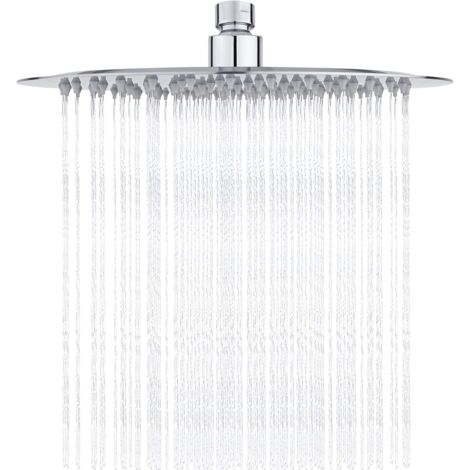 Cabezal de ducha de acero inoxidable - Ducha de bajo consumo de agua, cabezal de ducha redondo de 25 cm, cabezal de ducha de lluvia universal con rosca de 1/2 pulgada, rotación de 360°, inclinación de (1/5)