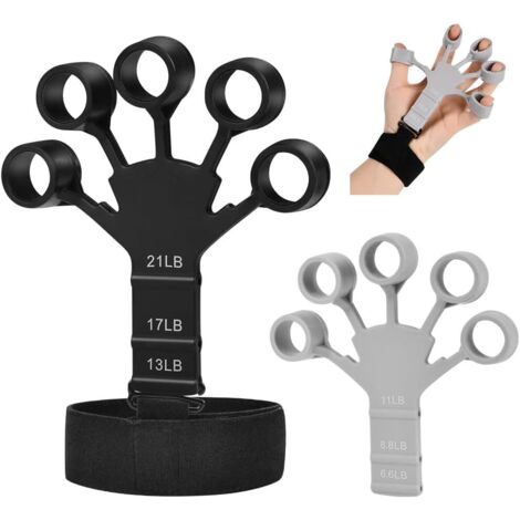 Kit de entrenamiento de agarre manual, entrenador de dedos, agarre antideslizante, paquete fortalecedor de agarre, entrenamiento de dedos de silicona ajustable - 2 piezas (1/5)