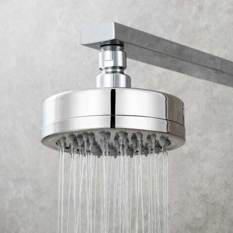 Cabezal de ducha de acero inoxidable de lujo con caño de silicona plateada (118 mm), cabezal de ducha de acero inoxidable 304 cepillado (1/3)