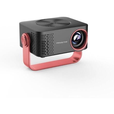 Proyector de vídeo, miniproyector 1080P con encendido automático y WiFi, proyector de vídeo portátil para cine en casa, 11,5 x 11,5 x 5,2 cm, negro y rojo. (1/5)