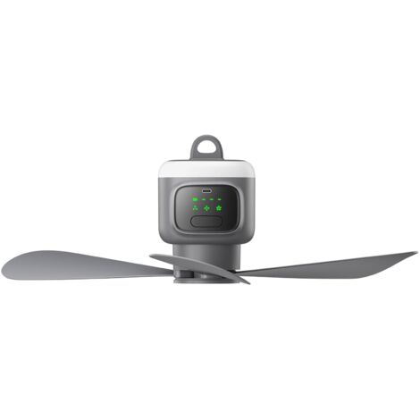 Ventilador de techo inalámbrico para exteriores con mando a distancia, batería de 12000 mAh, luz, 4 velocidades, temporizador para tienda de campaña, patio, cenador, porche y autocaravana.