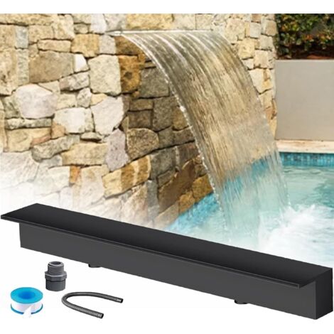 Fuente de piscina con cascada, moderno conjunto de cascada decorativa para montaje en pared, salida de acero inoxidable de una sola pieza, para jardines exteriores, piscinas y fuentes (11,8 pulgadas). (1/5)