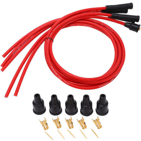 Cable de bujía de silicona roja de alto rendimiento, 1 m, 8 mm. (1/5)
