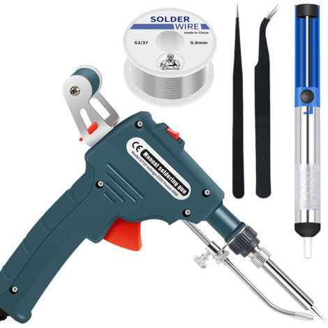 Kit de soldador electrónico de 60 W, bomba desoldadora, cables de soldadura, soporte y destornillador Phillips para reparación de automóviles (verde) (1/5)