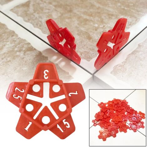Separadores de azulejos autonivelantes, separadores de juntas en estrella 5 en 1 (50 unidades), para juntas de 1 mm a 3 mm con cruces, ayuda profesional para colocar azulejos fácilmente.