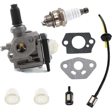 Kit de carburador con bujía, filtro de combustible y kit de mangueras para desbrozadoras Kawasaki TH43, TH48 y KBH48A.