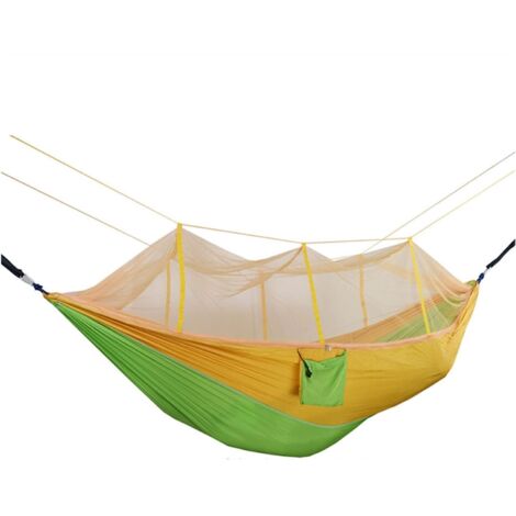 Hamaca infantil para acampar, silla giratoria para exteriores, hamaca plegable portátil, dispositivo para colgar en la copa de un árbol, ideal para recreación en el patio trasero o balcón (amarillo-ve (1/5)