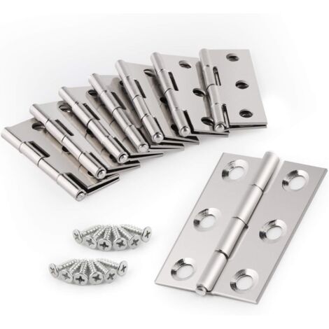 20 bisagras plegables de acero inoxidable plateado para muebles del hogar con 120 tornillos de acero inoxidable (Bisagra: 44x32x1 mm, Tornillo: 7x17 mm) (1/5)