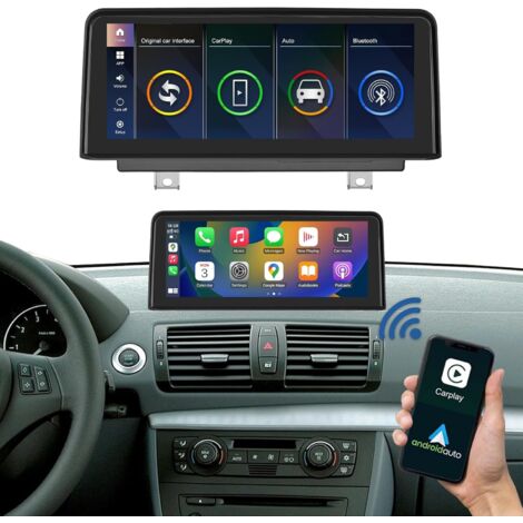 Autorradio de 10,25 pulgadas con pantalla táctil Carplay para BMW Serie 1 E81/E82/E87/E88 2004-2008 con sistema CCC, compatible con Apple Carplay/Android Auto/Mirrorlink/Navegación inalámbricos. (1/5)
