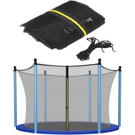 Red de seguridad de repuesto para cama elástica - Resistente a los rayos UV - 6 postes - Diámetro: 244, 366, 427 cm - Fácil montaje - Puerta de entrada con cremallera - 2,44 m (8 pies)