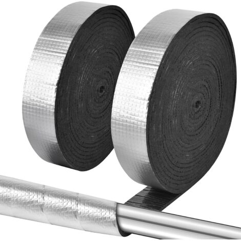 Aislamiento para tuberías - Cinta aislante de espuma autoadhesiva para exteriores de 10 metros (33 pies) para protección contra heladas en invierno - Acabado de papel de aluminio - 5 cm (2") x 10 metr