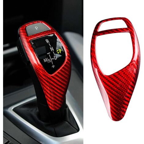 Accesorio interior de fibra de carbono para palanca de cambios - Adhesivo compatible con BMW F06 F12 F21 F30 F35 F20 F15 F26 F16 F23 F36 F22 F34 F25 F32 F33 (Rojo) (1/5)