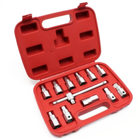 Juego de 12 llaves para tapones de drenaje de aceite, kit de herramientas para aceite de automóviles y vehículos (1/5)