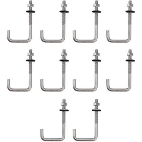 (10 piezas) Perno de anclaje para techo de acero inoxidable 304 M6x25x100mm, gancho en J, gancho de pared, ganchos de varilla larga con tuerca hexagonal, tornillo de anclaje para hormigón