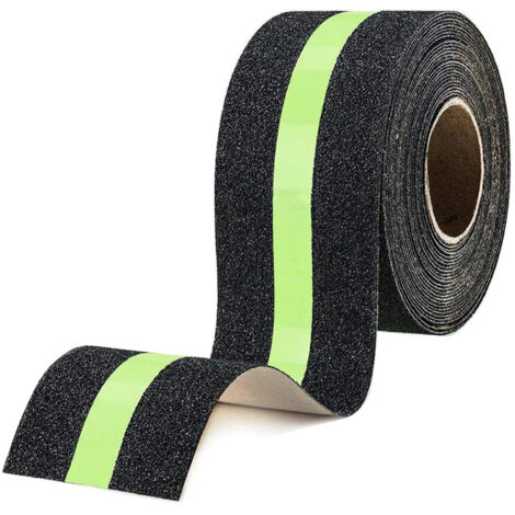 Cinta adhesiva antideslizante, cinta de seguridad antideslizante que brilla en la oscuridad, mejora el agarre y proporciona seguridad en escalones antideslizantes, 5 cm x 5 m (1/5)