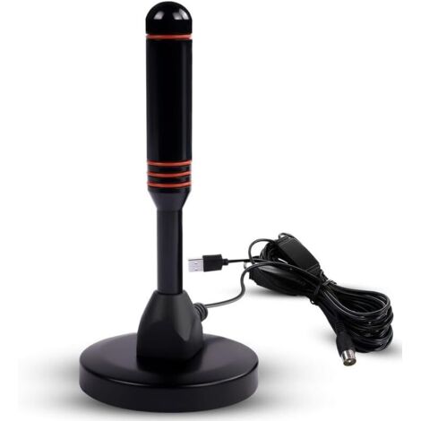 Antena de TV de alta ganancia: amplificador de señal DVB-T2 DTMB portátil para uso interior/exterior con potente base magnética, recepción TDT de 360°, compatible con 4K y 1080p.