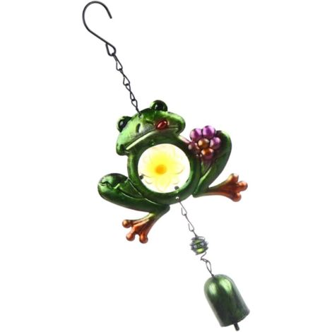 Campana de viento decorativa colgante de metal con diseño de rana para jardín exterior. (1/5)