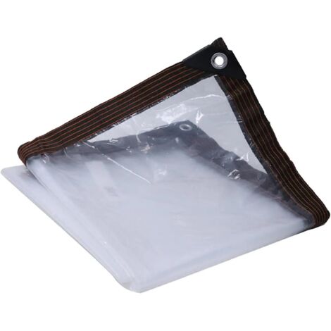 Lona transparente con ojales, bordes reforzados con doble costura, lona para suelo, lona transparente apta para terrazas, plantas, jardines, tiendas de campaña, invernaderos (2 m x 4 m)