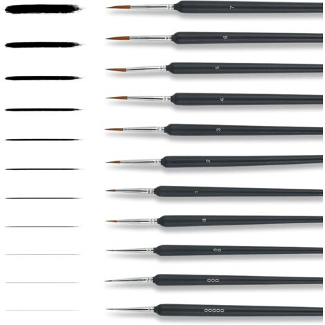 Juego de pinceles finos, juego de 11 pinceles para acuarela, modelismo y pintura, juego de pinceles de pelo para artistas y trabajos de precisión.