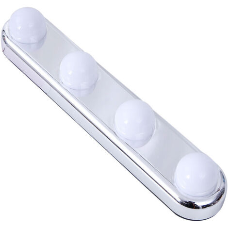 Luces para espejo, iluminación frontal para maquillaje con espejo, aplique de pared, luz frontal para fotos de baño con 4 bombillas LED y potentes ventosas, efecto estrellado. (1/5)