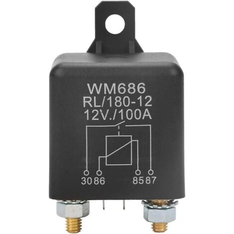Relé de arranque automático WM686 de 100 A, normalmente abierto y de alta resistencia, para control de batería automotriz (relé de encendido/apagado RL/180, 12 V CC). (1/5)