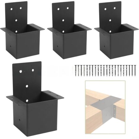 Kit de fijación de pared para pérgola de acero galvanizado con tornillos, conector de columna para postes de madera, acabado negro resistente a la intemperie, 11 x 9 x 7 cm (4 piezas) (1/5)