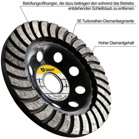 Nazalus - Gran oferta - Disco abrasivo de diamante para amoladora angular, disco de diamante para piedra, cemento, hormigón, adhesivo, granito, mampostería, placa de soporte de 115 mm, práctico y conv (1/3)