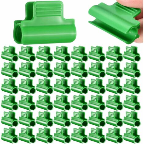 Clips para invernadero, 50 piezas, clips verdes para invernadero, clips de 11 mm para invernadero, clips de plástico para túneles de malla para soporte de extensión de plantas, marcos, refugios. (1/5)
