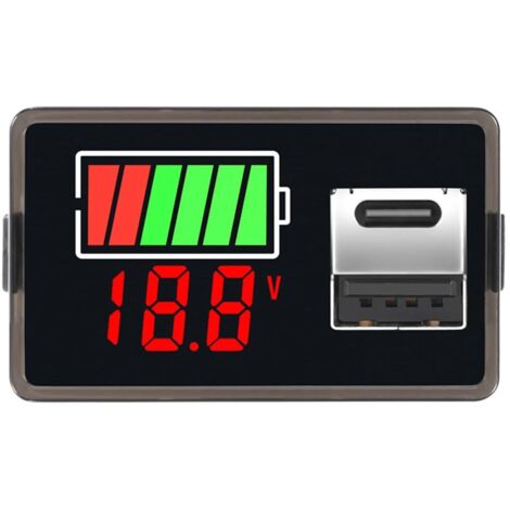 Probador de batería de coche, medidor de monitoreo digital con puerto USB tipo C de cambio rápido para coche, motocicleta, carrito de golf, autocaravana, panel indicador de batería -8-30V (1/5)