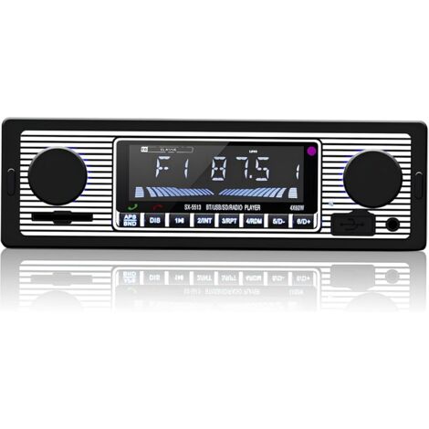 Radio Bluetooth para coche, radio Bluetooth vintage para coche, reproductor MP3 de 4x60W con mando a distancia, compatible con USB/AUX. (1/5)