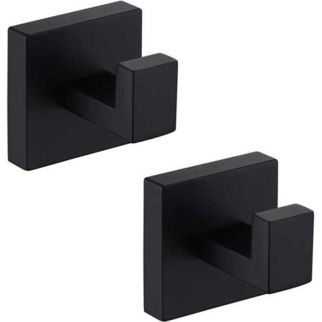 Ganchos para toallas de pared para baño, acero inoxidable SUS304, toallero, ganchos de pared, soportes para colgar, 2 piezas, negro mate (1/5)