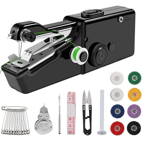 Mini máquina de coser eléctrica portátil para adultos, fácil de usar para principiantes, costura rápida para prendas de tela DIY. (1/5)