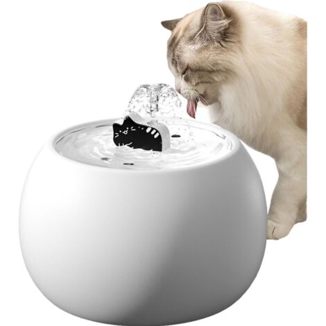 Fuente de agua de cerámica para gatos - 1,5 L (50 oz) - Fuente de agua para gatos de interior - Dispensador de agua automático - Fuente de alimentación y agua para gatos y perros pequeños, color blanc (1/5)
