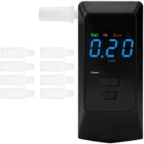 Alcoholímetro electrónico con 8 boquillas, analizador de alcohol portátil con carga USB, alcoholímetro de precisión de grado profesional para uso personal y profesional. (1/5)