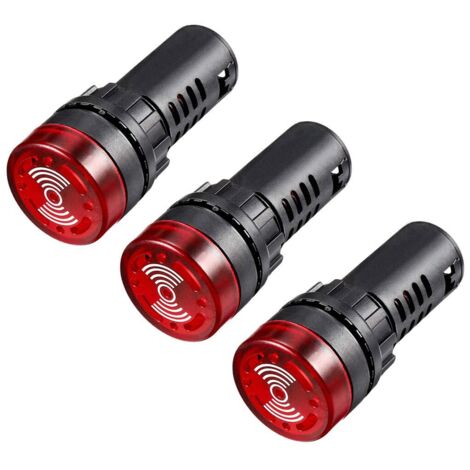Panel indicador de alarma LED intermitente AC/DC de 12 V con zumbador rojo (3 unidades) (1/5)