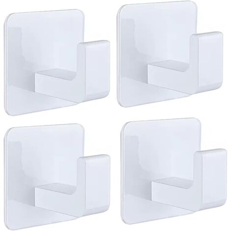 Juego de 4 ganchos adhesivos para toallas y ropa, no requieren taladrar, para cocina y baño (blanco, juego de 4)