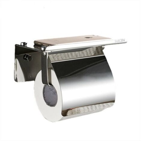 Nazalus - Gran oferta - Soporte de papel higiénico de pared con estante de almacenamiento de acero inoxidable 304 y soporte para teléfono de baño, grifo de baño cubierto (1/4)