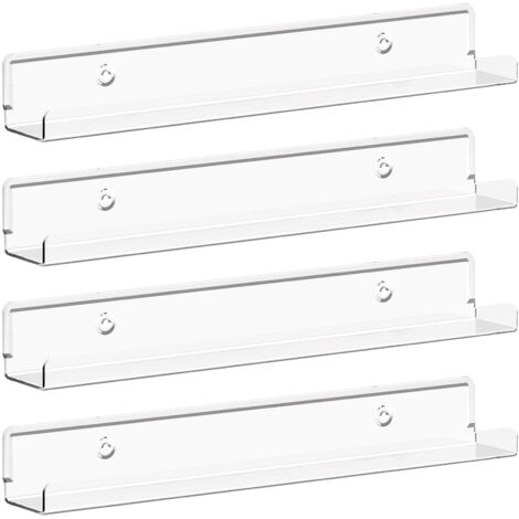 Estantes flotantes para discos de vinilo, juego de 4 estantes de pared de acrílico transparente de 30 cm, decoración para libros/fotos/maquillaje, dormitorio, sala de estar, baño, almacenamiento y org (1/5)