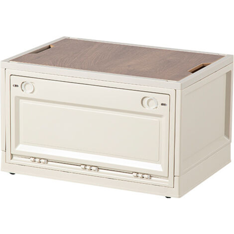 1 caja de almacenamiento con tapa, contenedor de plástico plegable y apilable, caja grande para camping, maletero del coche, hogar, 30 L, blanca (1/5)