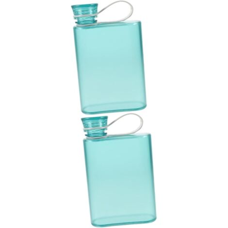 Juego de 2 botellas de agua planas reutilizables con cordón, ideales para viajes, deportes y actividades al aire libre. (1/5)