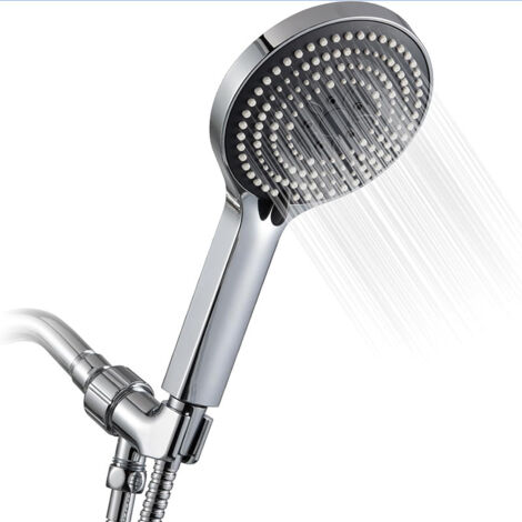 Cabezal de ducha, ducha de mano, con 6 modos de masaje de rociado, cabezal de ducha ahorrador de agua, cabezal de ducha, pera de ducha, grande XXL (130 mm), cromado (1/5)
