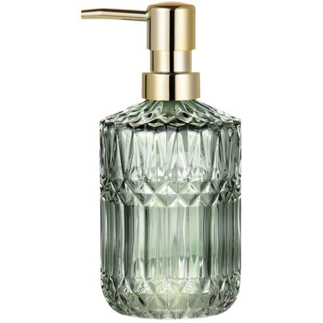 Dispensador de jabón líquido de vidrio recargable para detergente lavavajillas, champú y loción, ideal para encimeras de baño y cocina (verde) 390 ml (1/5)