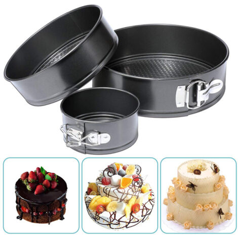 Piezas de moldes redondos para pasteles, juego de moldes redondos de 4/7/9 pulgadas, antiadherentes con base desmontable, para cheesecakes, pizzas y quiches. (1/5)