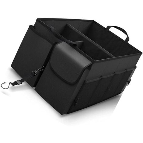Organizador plegable para maletero de coche de 68 litros con múltiples compartimentos y correa de seguridad para camping, sedanes, SUV y camiones. Sistema de almacenamiento de tela Oxford. (1/5)
