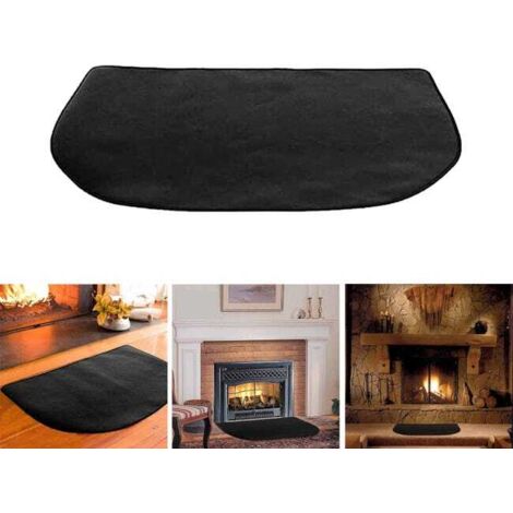 Alfombrilla ignífuga para chimenea, alfombrilla de fibra de vidrio de doble capa negra (50100 cm) (1/5)