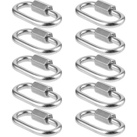 Mosquetones pequeños, paquete de 10, fabricados en acero inoxidable 304, mosquetones resistentes, M3.5, cadena de liberación rápida, clips de tornillo, para acampar, senderismo, columpios y hamacas.