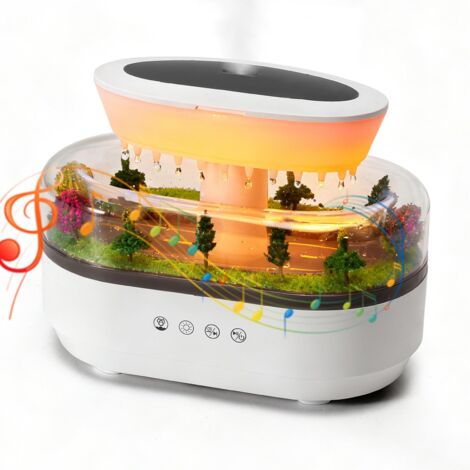 Humidificador Raindrop con ruido blanco y luces de 7 colores, depósito grande de 250 ml para 12 horas de uso, temporizador de 4 u 8 horas para dormitorio, oficina o para relajarse. (1/5)