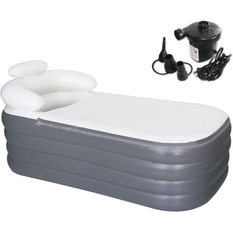 Bañera hinchable para adultos - Bañera de hielo portátil grande - Spa - Bañera de inmersión con tapa con cremallera (Gris oscuro, 164x84x51cm)