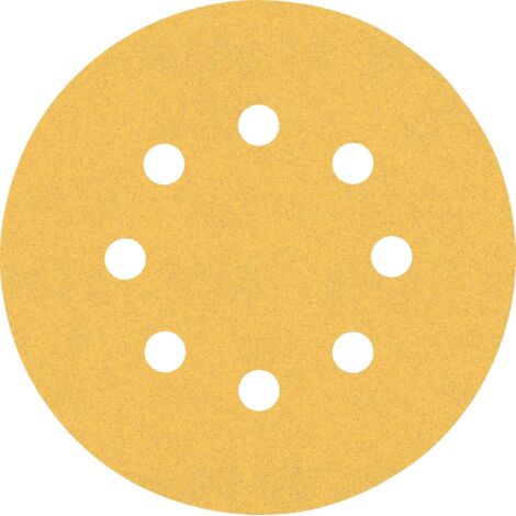 50 hojas abrasivas C470 de 8 agujeros (para madera dura, pintura de madera, Ø 125 mm, grano 120, accesorios para lijadoras orbitales aleatorias) (1/4)