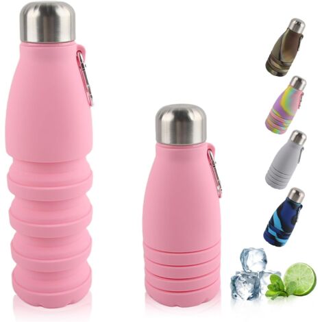 Vaso plegable, vaso deportivo de 550 ml, portátil, a prueba de fugas y derrames, ideal para viajes, deportes y actividades al aire libre (rosa). (1/5)
